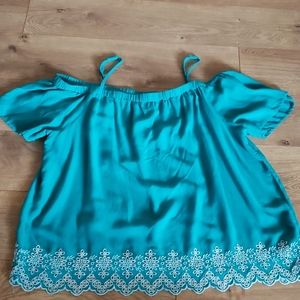 Old Navy Teal Cold Shoulder Top - size Large
